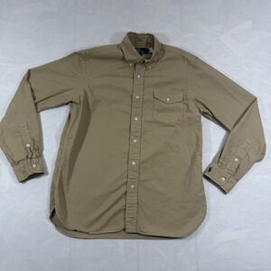 Polo Ralph Lauren Mens M Khaki Classic Fit Long Sleeve Button Down Shirt